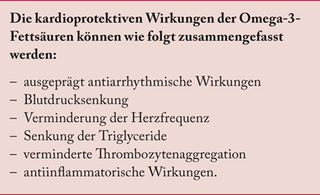 Kardioprotektive Wirkungen (Schutzfunktionen bzgl. Herz-/Kreislaufsystem) der Omega-3-Fettsäuren